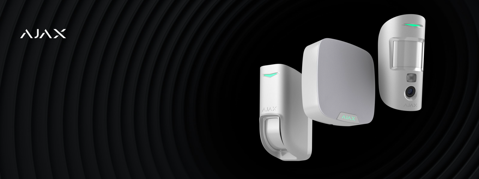 Détecteurs AJAX sans fil — MotionProtect, HomeSiren et MotionProtect Cam en blanc